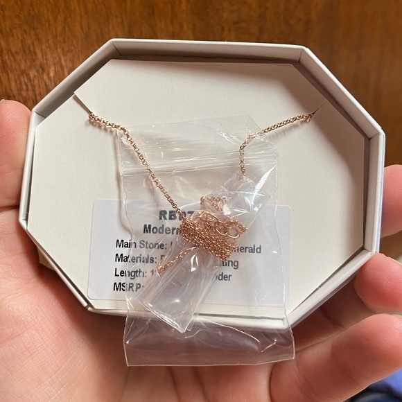 Lab Created Emerald With Rose Gold Plating Necklace - Picture 4 of 5